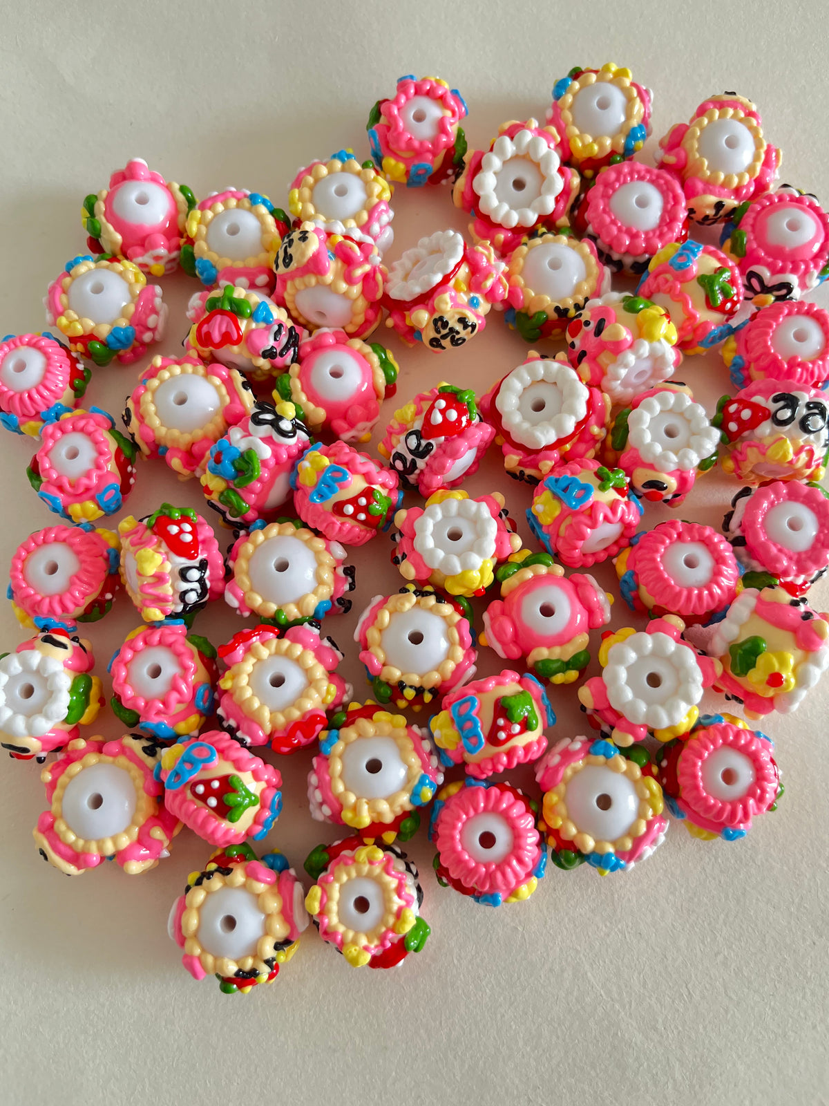10pcs/pack Hand painted beads for DIY chains and pens