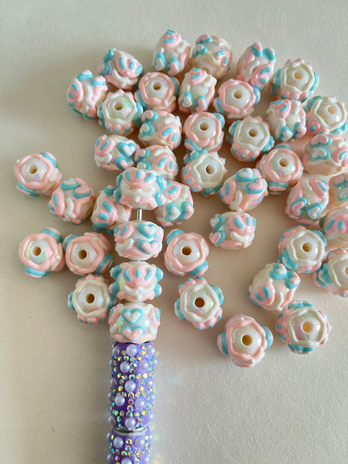 10pcs/pack Hand painted beads for DIY chains and fancy pens