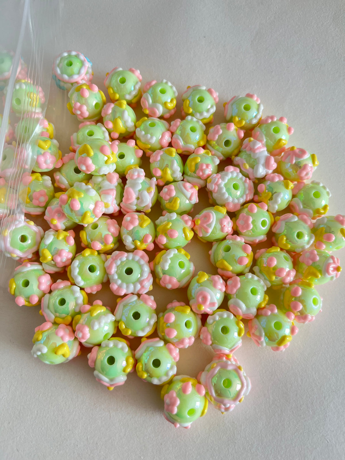 10pcs/pack Spring Hand painted beads for DIY chains and pens