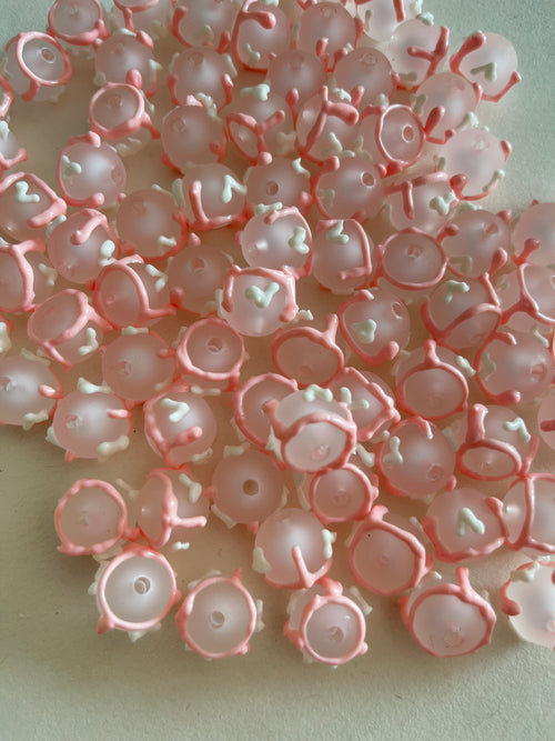 10pcs/pack frosted pink Hand painted beads for DIY chains and pens