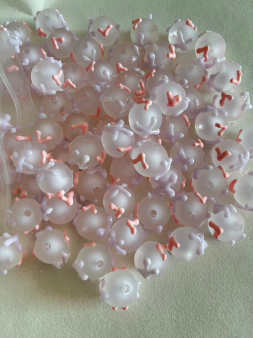 10pcs/pack frosted purple Hand painted beads for DIY chains and pens